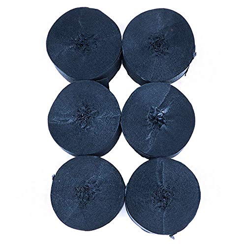 ANCLLO 6 Rollen 4,5 cm x 25 m Krepppapier Party Luftschlangen Hintergrund hängende Dekorationen für Geburtstagsparty, Hochzeit und Festival-Dekorationen (Schwarz) von ANCLLO
