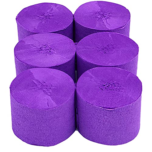 ANCLLO 6 Rollen 4,5 cm x 25 m Krepppapier Party Luftschlangen Hintergrund hängende Dekorationen für Geburtstagsparty, Hochzeit und Festival-Dekorationen (Violett) von ANCLLO