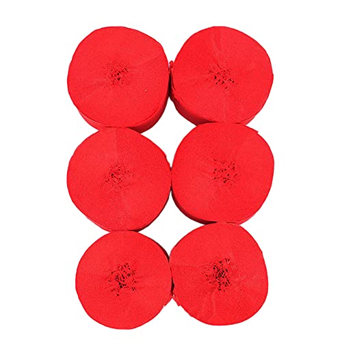 ANCLLO 6 Rollen 4,5 cm x 25 m Krepppapier Party Luftschlangen Hintergrund hängende Dekorationen für Geburtstagsparty, Hochzeit und Festival-Dekorationen (rot) von ANCLLO