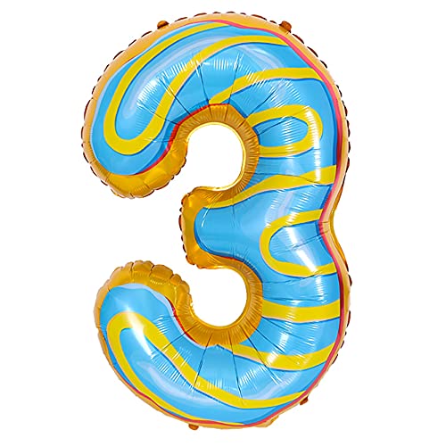 ANCLLO 81,3 cm Donut-Luftballon, Geburtstags-Folienballon, Party-Dekoration, Helium, Mylar, Digitale Luftballons, Donuts (Nummer 3) von ANCLLO