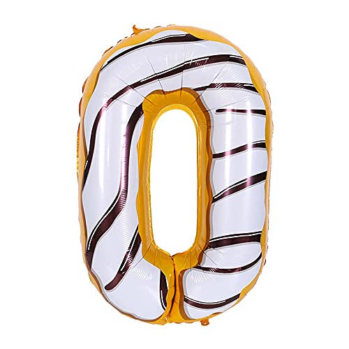 ANCLLO 81,3 cm Donut-Luftballon, Geburtstags-Folienballon, Party-Dekoration, Helium, Mylar, digitale Luftballons, Donuts (Nummer 0) von ANCLLO
