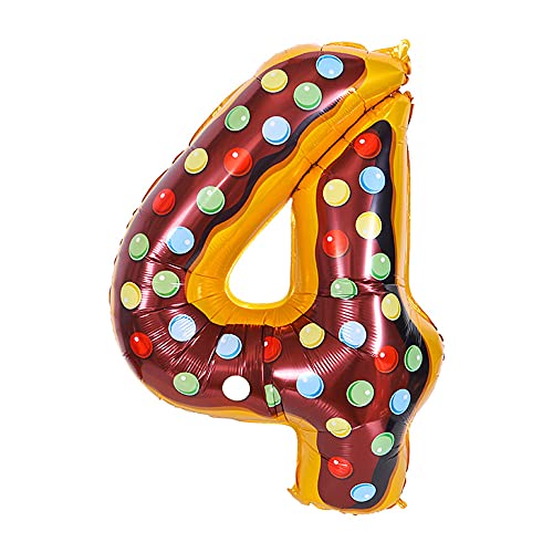 ANCLLO 81,3 cm Donut-Luftballon, Geburtstags-Folienballon, Party-Dekoration, Helium, Mylar, digitale Luftballons, Donuts (Nummer 4) von ANCLLO