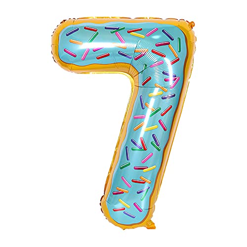ANCLLO 81,3 cm Donut-Luftballon, Geburtstags-Folienballon, Party-Dekoration, Helium, Mylar, digitale Luftballons, Donuts (Nummer 7) von ANCLLO