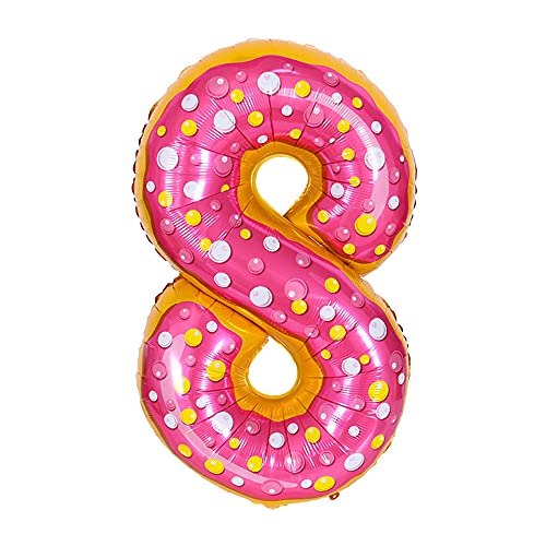 ANCLLO 81,3 cm Donut-Luftballon, Geburtstags-Folienballon, Party-Dekoration, Helium, Mylar, digitale Luftballons, Donuts (Nummer 8) von ANCLLO