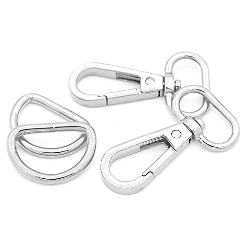 ANCLLO Karabinerverschluss, oval, 1,9 cm Innendurchmesser, 20 Stück (Silber) - Innendurchmesser, ovaler Ring, runder Kopf, silberfarben von ANCLLO