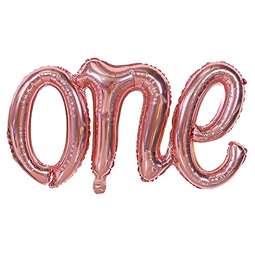 ANCLLO Rose Gold One Balloon for First Birthday Rose Gold Balloon Decorations Letters for 1 Year Anniversary First Birthday Balloons von ANCLLO