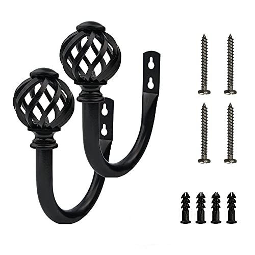 ANCLLO 2 Stück Raffhalter – Haken – Halterungen für Vorhänge – Metall schwarz matt – Wandbefestigung ANCLLO 2 Stück Raffhalter – Haken – Halterungen für Vorhänge – Metall schwarz matt – Wandbefestigung von ANCLLO