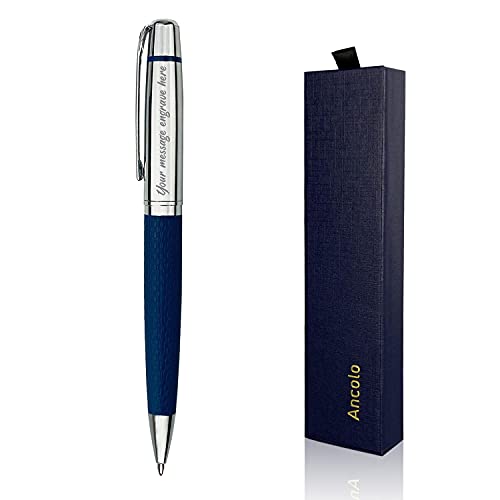 Kugelschreiber mit Gravur, Silber / Chrom, luxuriöser Kugelschreiber mit PU-Leder, personalisierbar mit Namen auf dem Stift, Geschenkset für Männer und Frauen, professionell, Chefbüro, schöne Stifte Kugelschreiber mit Gravur, Silber / Chrom, luxuriöser Kugelschreiber mit PU-Leder, personalisierbar mit Namen auf dem Stift, Geschenkset für Männer und Frauen, professionell, Chefbüro, schöne Stifte von ANCOLOFIS