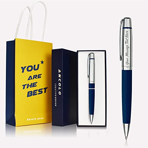 Personalisierter Kugelschreiber – Büro-Geschenkset Luxus-Kugelschreiber mit PU-Leder Individuell mit Ihrem Namen oder Ihrer Nachricht, Geschenkset für Büro-, Geschäfts-, Männer- und Frauenfreunde von ANCOLOFIS