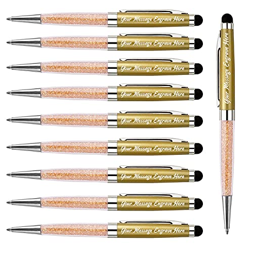 Personalisierte Kristall-Kugelschreiber mit Stylus-Spitze – glattes Schreibset – graviert mit Ihrem Namen/Slogan/Telefonnummer/Adresse – perfekt für Lehrer/Manager/Anwälte/Professor 10 Stück/Box von ANCOLOFIS