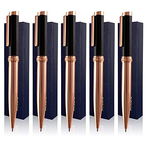 ANCOLOFIS Personalisierte Kugelschreiber – Luxus-Kugelschreiber mit 10 schwarzen Nachfüllminen, graviert mit Ihrem Namen auf dem Kugelschreiber-Geschenkset für Damen und Herren von ANCOLOFIS