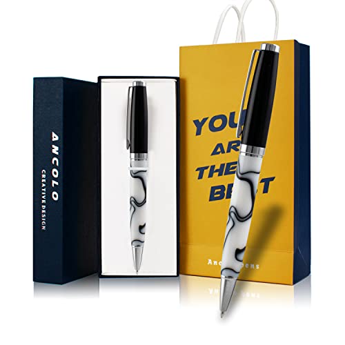 Personalisierter Geschenkstift – Luxus Kugelschreiber glattes Schreibset schwarze Tinte – individuell mit Ihrem Namen oder Ihrer Nachricht, Geschenk für Freunde/Kollegen/Männer und Frauen jeden Anlass von ANCOLOFIS