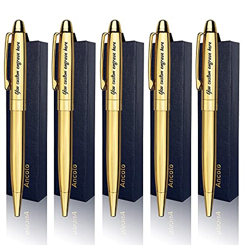 ANCOLOFIS Personalisiertes Luxus-Kugelschreiber-Set, Edelstahl, ausgefallene Stifte mit Ihrem Namen oder Nachricht, perfekt für Freunde/Lehrer/Manager/Anwälte/Professor, 5 Stück/Packung von ANCOLOFIS