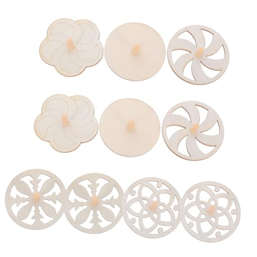 ANDRESLAD 10 Stück Teiliges Holzkreisel Bastelset für DIY Malspaß Stabiles Holzmaterial Kreative Gyroskop Spielzeuge Unvollendete in Verschiedenen Formen für Jungen und Mädchen von ANDRESLAD