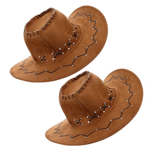 ANDRESLAD 2 Stück Cowboyhut Vintage PU Fedora mit Breiter Krempe und Kinnriemen Sonnenschutz UV Schutz Western Stil Verstellbar für Jungen und Mädchen für Party Halloween Outdoor ANDRESLAD 2 Stück Cowboyhut Vintage PU Fedora mit Breiter Krempe und Kinnriemen Sonnenschutz UV Schutz Western Stil Verstellbar für Jungen und Mädchen für Party Halloween Outdoor von ANDRESLAD