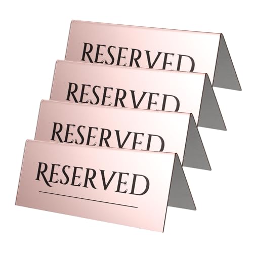 ANDRESLAD 4 Stück Acryl Reserved Chair Sign Roségold Tischschilder Reserviert Hochzeit Restaurant Gästebuch Platzkarten Mehrfachverwendbar Elegant Robust von ANDRESLAD