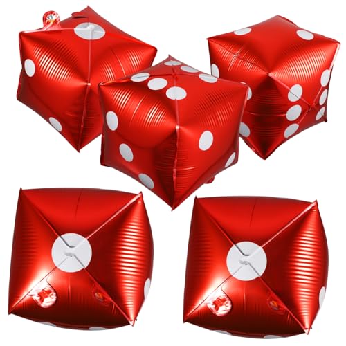ANDRESLAD 5 Stück Teiliges Würfel Folienballon Rot Aluminiumfolie Robust und Sicher Kreative Partydeko für Geburtstag Gruppenfeier Foto hintergrund Kinderfreundlich Langlebig von ANDRESLAD