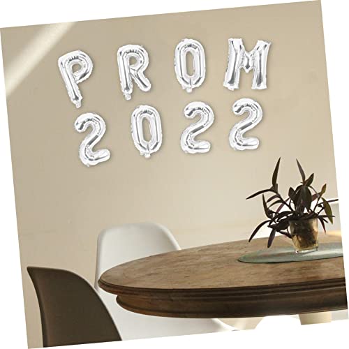 ANDRESLAD 8 Stück Teiliges Ballon Abschlussfeier Aluminiumfolie Ballons Dekoration mit Prom Silber Buchstaben und Zahlen Langlebig für Innen und Außendeko Kreative Party Gestaltung von ANDRESLAD