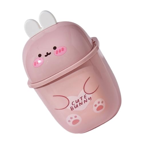 ANDRESLAD Mini Mülleimer mit Deckel Cartoon Hase Kleiner Tischabfalleimer für Büro und Schlafzimmer Geruchsdicht Kompakt und Dekorativ für Schreibtisch und Wohnraum von ANDRESLAD