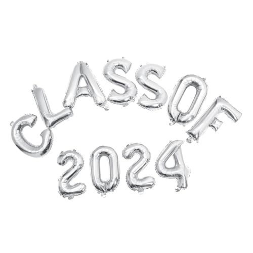 ANDRESLAD Silber Class Of Aluminiumfolie Wiederverwendbar Kreative Partydekoration für Abschlussfeier Klassenzimmer Feier mit Vielfältigen Formen von ANDRESLAD