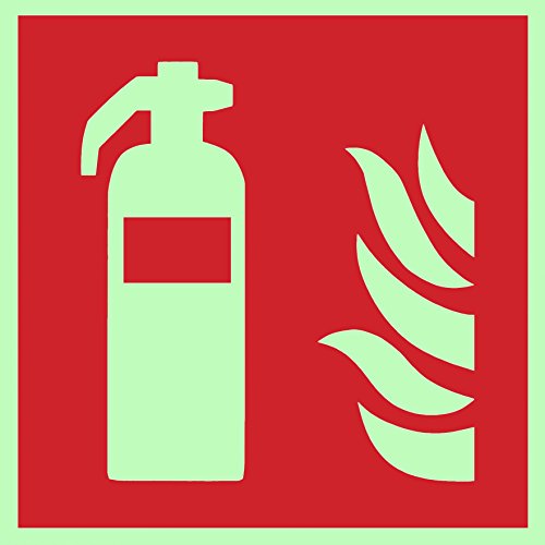 Brandschutzzeichen Symbolschild Feuerlöscher ISO Kunststoffplatte nachleuchtend 150x150mm von ANDRIS
