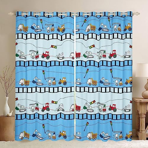 ANEEHA Vorhang Blickdicht Cartoon-Auto Vorhänge Junge Gardinen Wohnzimmer Schlafzimmer Verdunklungsvorhänge Thermovorhang 3D Druck Schallschutz Vorhang mit Ösen 2er Set B 140 x H 175 cm von ANEEHA