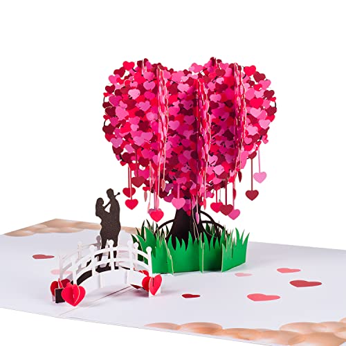 3D Karte für Valentinstag,Pop Up Karte für Geburtstag,Hochzeit,Jubiläum,Engagement,Valentinstagskarte mit Umschlag - Liebesbaum von ANEWISH