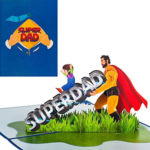 3D Karte für Vatertag,Pop Up Karte für Vaters Geburtstag,Klappkarte mit Umschlag - Super Dad von ANEWISH