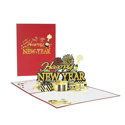 3D Pop Up Neujahrskarte,Happy New Year Karte,Neujahrsgeschenk,Feuerwerk Segenskarte,Klappkarte mit Umschlag von ANEWISH