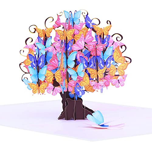 Karte für Geburtstag,3D Schmetterlingsbaum Pop-Up Karte für Valentinstag,Hochzeit,Jubiläum,Engagement,Valentinstagskarte mit Umschlag von ANEWISH