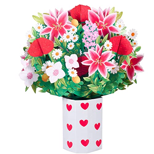 Pop-up Geburtstagskarte 3D Rosen und Lilien,Abschlusskarte,Aufmunterungskarte,Klappkarte mit Umschlag Pop-up Geburtstagskarte 3D Rosen und Lilien,Abschlusskarte,Aufmunterungskarte,Klappkarte mit Umschlag von ANEWISH