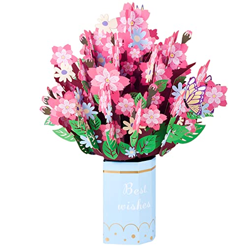 Pop-up Geburtstagskarte 3D Sakura,Abschlusskarte,Aufmunterungskarte,Klappkarte mit Umschlag von ANEWISH