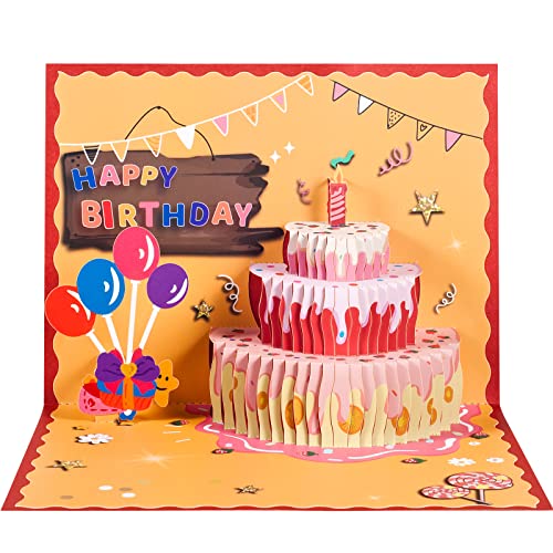 Pop-up Geburtstagskarten,3D Geburtstagstorten,Einladungskarten für Geburtstagsfeiern,HAPPY BIRTHDAY Karten von ANEWISH
