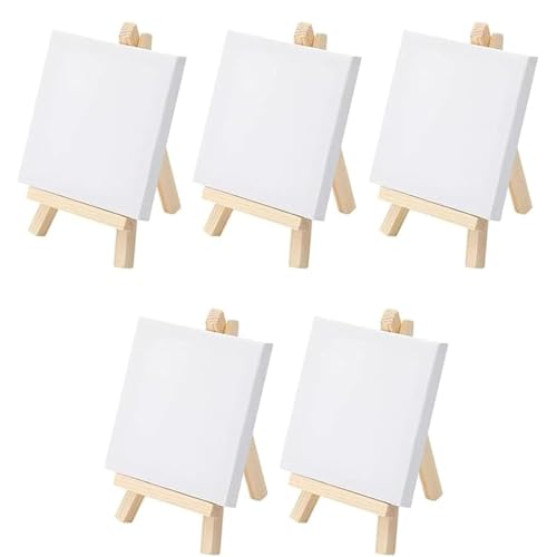 5-teiliges Mini-Leinwand und Staffelei, Mini-Leinwand-Malset beinhaltet 10,2 x 10,2 cm Leinwand, Mini-Staffeleien aus Holz mit Kunstleinwand für Kinder und Künstler, Kunstparty 5-teiliges Mini-Leinwand und Staffelei, Mini-Leinwand-Malset beinhaltet 10,2 x 10,2 cm Leinwand, Mini-Staffeleien aus Holz mit Kunstleinwand für Kinder und Künstler, Kunstparty von ANEWSERA
