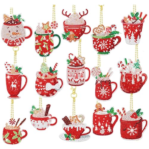 ANFUXT 15 Stück 5D Diamond Painting Weihnachten Anhänger, DIY Diamond Painting Schlüsselanhänger, für Weihnachtsbäume, Häuser, Büros und Klassenzimmer Verwendet Warden von ANFUXT