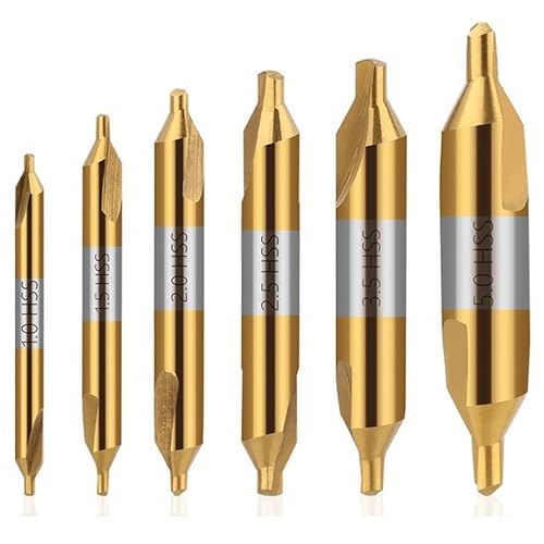 6 Stück HSS Zentrierbohrer Metall Set, Zentrierbohrer Center Drill Bit, 60 Grad Countersink Bohrer Senker Anbohrer 1.0/1.5/2.0/2.5/3.5/5.0mm Für Drehbank Zubehör, Holz Drehmaschine Zubehör 6 Stück HSS Zentrierbohrer Metall Set, Zentrierbohrer Center Drill Bit, 60 Grad Countersink Bohrer Senker Anbohrer 1.0/1.5/2.0/2.5/3.5/5.0mm Für Drehbank Zubehör, Holz Drehmaschine Zubehör von ANFUXT