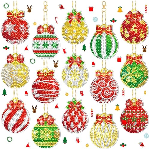ANFUXT 15 Stück Diamond Painting Weihnachten Anhänger, 5D Diamond Painting Weihnachten, Weihnachten Diamond Painting Schlüsselanhänger, Doppelseitige Diamant Painting für Aufhängen als Dekoration ANFUXT 15 Stück Diamond Painting Weihnachten Anhänger, 5D Diamond Painting Weihnachten, Weihnachten Diamond Painting Schlüsselanhänger, Doppelseitige Diamant Painting für Aufhängen als Dekoration von ANFUXT