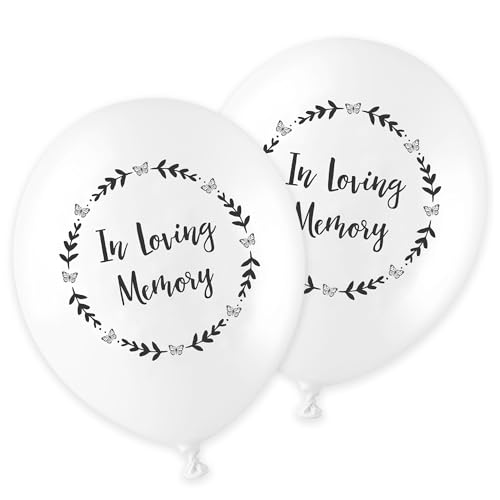 ANGEL & DOVE 25 weiße Trauerballons "In Loving Memory" – biologisch abbaubar für Gedenkstätte, Feier des Lebens ANGEL & DOVE 25 weiße Trauerballons "In Loving Memory" – biologisch abbaubar für Gedenkstätte, Feier des Lebens von ANGEL & DOVE