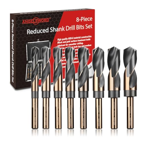 ANGELSWORD 8 Stück Reduzierter Schaft-Bohrer-Set, Größen von 9/16 Zoll bis 2,5 cm, M2 Hochgeschwindigkeitsstahlbohrer für Metall, Kunststoff und Holz. ANGELSWORD 8 Stück Reduzierter Schaft-Bohrer-Set, Größen von 9/16 Zoll bis 2,5 cm, M2 Hochgeschwindigkeitsstahlbohrer für Metall, Kunststoff und Holz. von ANGELSWORD