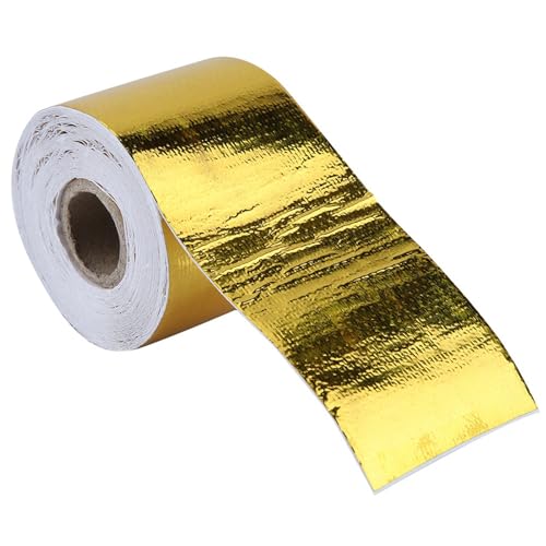 ANGGREK Goldene Aluminiumfolie -Klebstoff -Wärme -Schild -Klebeband Hitzeresistente Isolation Flammhemmungsabsorption mit Starker Haftung für Motorfeuerstoffzellen Bulk (Golden 10 m*5 cm) von ANGGREK