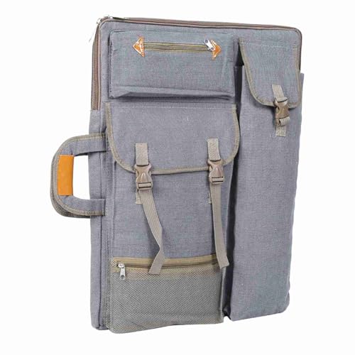 ANGGREK Kunstversorgungsbeutel Skizzenbrettbeutel mit Verstellbarem Riemen Großer Speicher für 4K -Zeichenbrett 66 X 50 cm (Grey) von ANGGREK