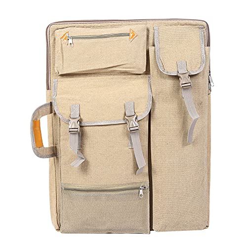 ANGGREK Kunstversorgungsbeutel Skizzenbrettbeutel mit Verstellbarem Riemen Großer Speicher für 4K -Zeichenbrett 66 X 50 cm (Khaki) von ANGGREK