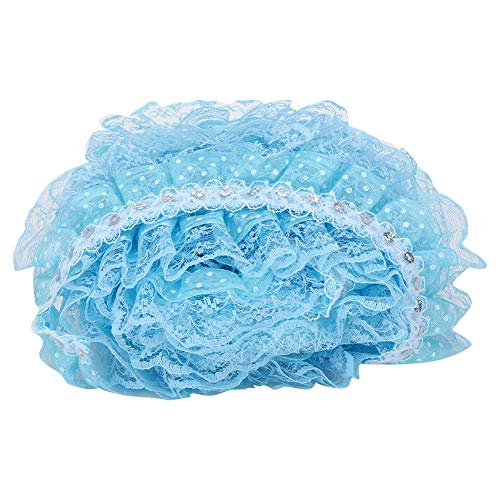 DIY Lace Craft Ribbon 5 Yards Falten -Trimmdruckpunkte Pailletten für Hochzeits Geburtstagsfeier Haarbögen Geschenkverpackung Gestickt (BLUE) von ANGGREK