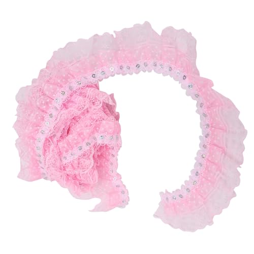 DIY Lace Craft Ribbon 5 Yards Falten -Trimmdruckpunkte Pailletten für Hochzeits Geburtstagsfeier Haarbögen Geschenkverpackung Gestickt (PINK) von ANGGREK