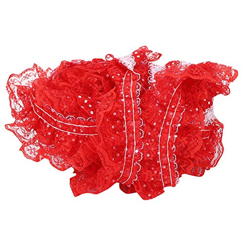 DIY Lace Craft Ribbon 5 Yards Falten -Trimmdruckpunkte Pailletten für Hochzeits Geburtstagsfeier Haarbögen Geschenkverpackung Gestickt (Rot) von ANGGREK