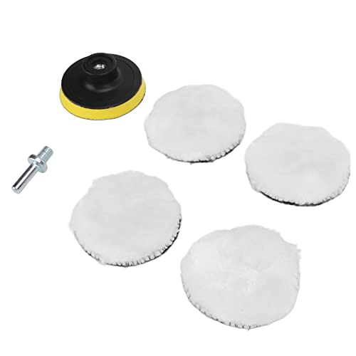Wollpolierpads -Kit, 4PCS -Buffing Pads, 1PC 5/8in 11 Gewinde und Gewindeadapter, für Autopufferpolierer, Pneumatische oder Elektrische Poliermaschine, mit Umfassender Packung, von ANGGREK