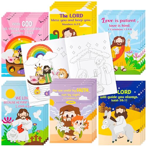 ANGOLIO Christliche Mini Malbücher Kinder - 24 Stück Kinder Malbuch Religiöse Bulk Party Kindergeburtstag, Jesus Themen Kunst Zeichenbuch für DIY Handwerk Gastgeschenke Jungen Mädchen Schule Preise ANGOLIO Christliche Mini Malbücher Kinder - 24 Stück Kinder Malbuch Religiöse Bulk Party Kindergeburtstag, Jesus Themen Kunst Zeichenbuch für DIY Handwerk Gastgeschenke Jungen Mädchen Schule Preise von ANGOLIO