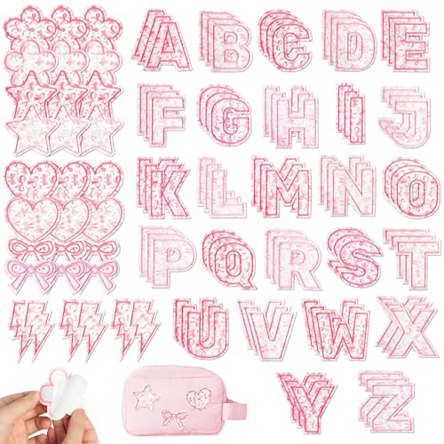 ANGOLIO Selbstklebende Buchstaben-Aufnäher für Kindertaschen, rosa Schleife, A-Z, Alphabet-Applikationen, niedliche Stoff-Buchstaben, Aufkleber zum Aufkleben auf Kleidung, Jacken, Jeans, Mützen ANGOLIO Selbstklebende Buchstaben-Aufnäher für Kindertaschen, rosa Schleife, A-Z, Alphabet-Applikationen, niedliche Stoff-Buchstaben, Aufkleber zum Aufkleben auf Kleidung, Jacken, Jeans, Mützen von ANGOLIO