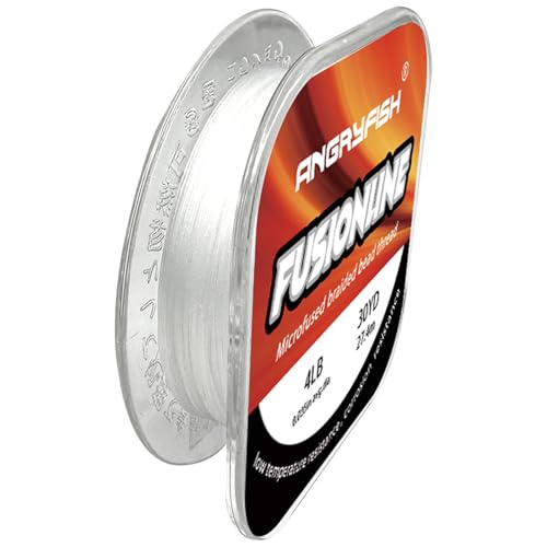ANGRYFISH Fusionline Perlenfaden, hochfeste, nicht dehnbare Schnur für Armbandherstellung, Schmuckdesign und Perlenweben, mikroverschmolzenes, geflochtenes Bastelgarn (1,8 kg, 0,004 cm - 27,7 m) von ANGRYFISH