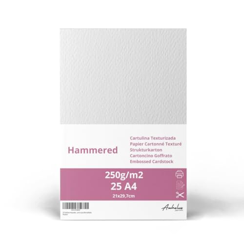 25 Gehämmerter Karton A4, 250 g/m² dick, Packung mit 25 A4 Blättern, Karton zum Gestalten von Hochzeitseinladungen, Diplomen, Erinnerungen oder zum Basteln 25 Gehämmerter Karton A4, 250 g/m² dick, Packung mit 25 A4 Blättern, Karton zum Gestalten von Hochzeitseinladungen, Diplomen, Erinnerungen oder zum Basteln von ANHELUS PAPER & DECO